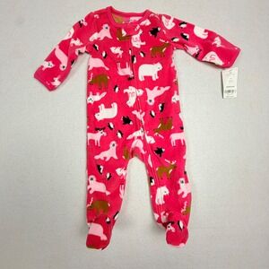 Carters Baby Girl 6M Pink Arctic Animal Fleece Footed Pajamas Sleep Play NWT